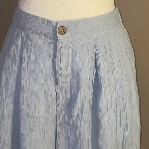 The Native One Pants Light Blue Crepe Pleats Very Wide Leg Elastic Waist Wms M - Picture 2 of 12